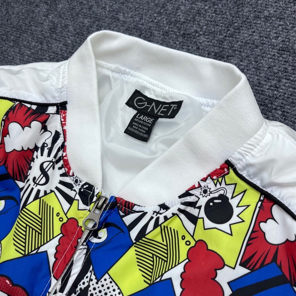 G-Net Pop Art Comic Print Graphic White Bomber Jacket AJ-6092M